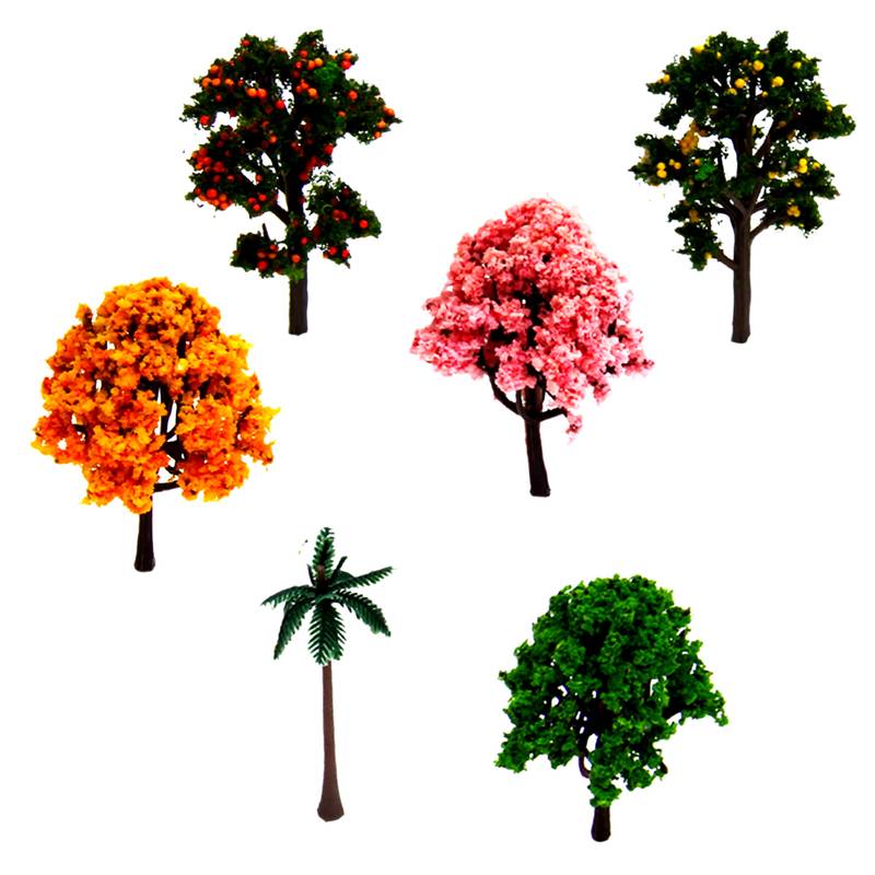Multicolor Assorted Realistic Garden Toy Tree Showpiece Set Of 6