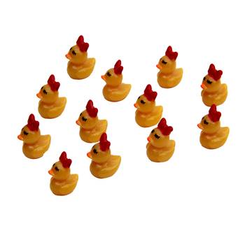 Yellow Chick Ducks With Red Bows Garden Showpiece Set Of 12 1