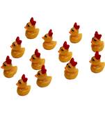 Yellow Chick Ducks With Red Bows Garden Showpiece Set Of 12