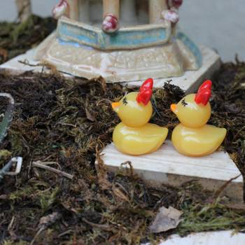 Yellow Chick Ducks With Red Bows Garden Showpiece Set Of 12 2