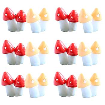 Yellow & Red Toy Mushroom For Your Garden Set Of 12 1