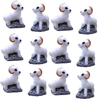 White Toy Snow Sheep Garden Decor Showpiece Set Of 12 1