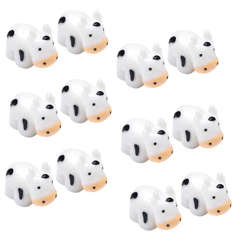 White Toy Cow Showpiece For Your Garden Trays And Pots Set Of 12
