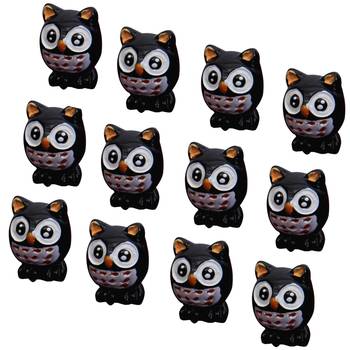 Deep Brown Toy Owl Garden Decor Showpiece Set Of 12 1