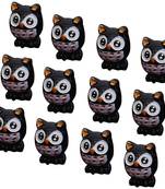 Deep Brown Toy Owl Garden Decor Showpiece Set Of 12