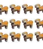 Brown Toy Dog Garden Decor Showpiece Set Of 12