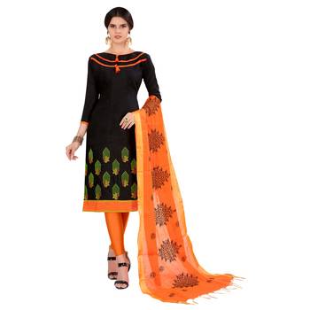 Black Embroidered Cotton Salwar With Dupatta 1