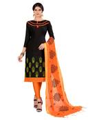 Black Embroidered Cotton Salwar With Dupatta