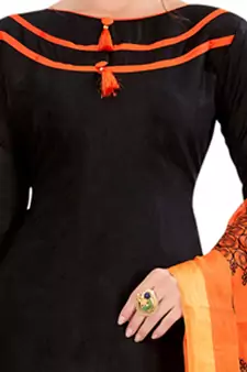 Black Embroidered Cotton Salwar With Dupatta