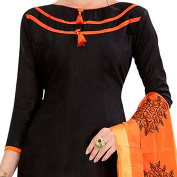 Black Embroidered Cotton Salwar With Dupatta 3
