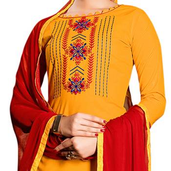 Orange Embroidered Cotton Salwar With Dupatta 2