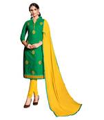 Green Embroidered Cotton Salwar With Dupatta