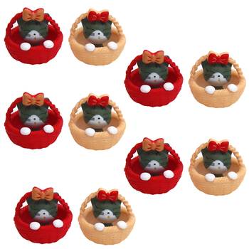 Cute Little Kitty In Basket Toy Showpiece For The Garden Set Of 10 1