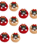 Cute Little Kitty In Basket Toy Showpiece For The Garden Set Of 10