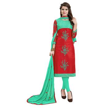 Multicolor Embroidered Cotton Salwar With Dupatta 1