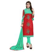 Multicolor Embroidered Cotton Salwar With Dupatta