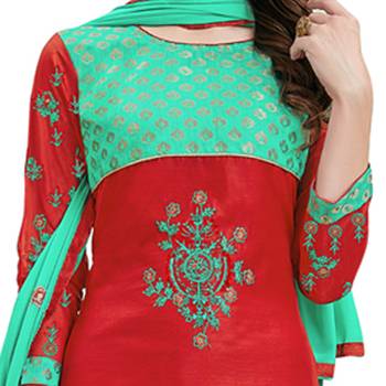 Multicolor Embroidered Cotton Salwar With Dupatta 3