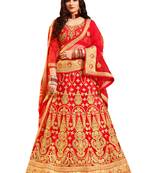 Red Colour Heavy Zari Embrodiery Net Sattin Fabric Lehenga With Blouse