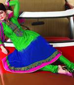 Multicolor embroidered net salwar with dupatta