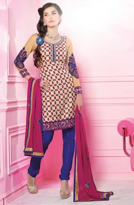 Beige embroidered georgette salwar with dupatta 1