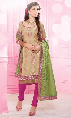 Beige plain georgette salwar with dupatta 1