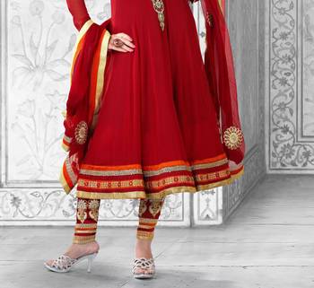 Maroon embroidered georgette salwar with dupatta 2