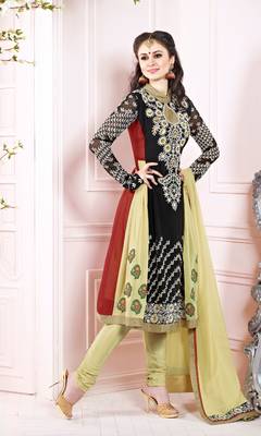 Multicolor embroidered georgette salwar with dupatta 1