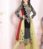 Multicolor embroidered georgette salwar with dupatta