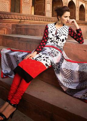 Multicolor printed crepe salwar with dupatta 1
