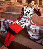 Multicolor printed crepe salwar with dupatta