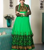 Green embroidered georgette salwar with dupatta