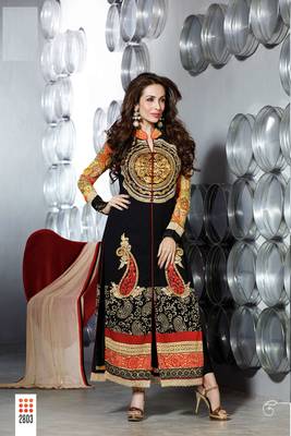 Black embroidered georgette salwar with dupatta 1