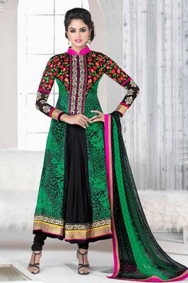 Multicolor embroidered georgette salwar with dupatta 1