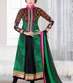 Multicolor embroidered georgette salwar with dupatta