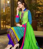 Green embroidered crepe salwar with dupatta