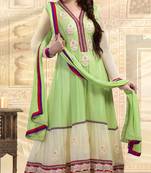 Green embroidered georgette salwar with dupatta