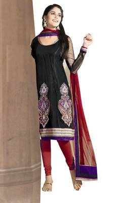 Black patch crepe salwar with dupatta 1