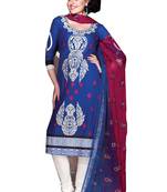 Blue embroidered crepe salwar with dupatta