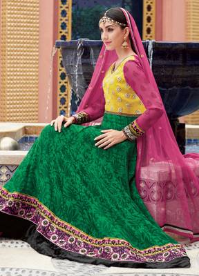 Multicolor embroidered georgette salwar with dupatta 1