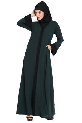 Dark Green Plain kashibo Abaya 2