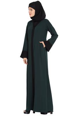 Dark Green Plain kashibo Abaya 3