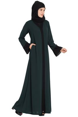 Dark Green Plain kashibo Abaya 4