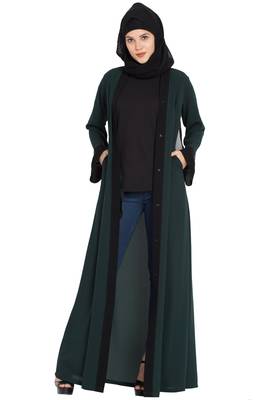 Dark Green Plain kashibo Abaya 6