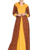 Mustard Printed Rayon Abaya