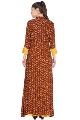 Mustard Printed Rayon Abaya 6