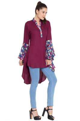 Purple Plain Rayon Islamic Tunics 4
