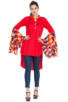 Red Plain Rayon Islamic Tunics 1