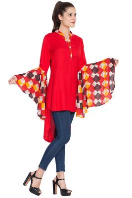 Red Plain Rayon Islamic Tunics 3