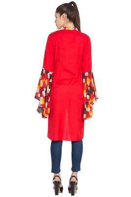 Red Plain Rayon Islamic Tunics 5