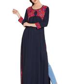 Navy Blue Plain Rayon Islamic Tunics